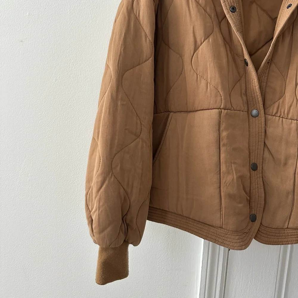 Blank NYC Quilted Puffer Jacket in Camel Brown - Picture 2 of 4